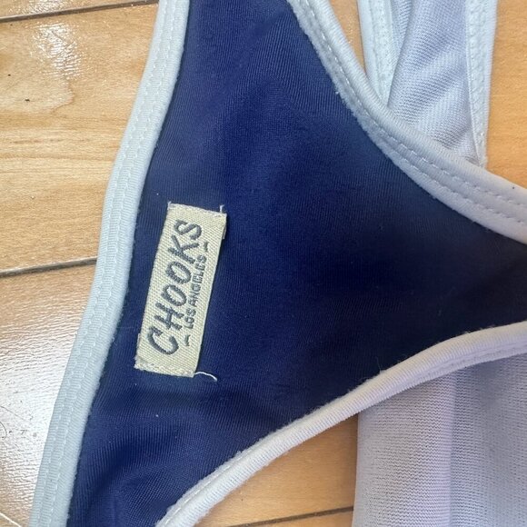 CHOOKS Size Medium Navy / White Thong Bikini Swimsuit Bottoms - Picture 4 of 5